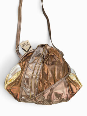 Atalla NYC 1980s Metallic Leather Crossbody, Gold/Silver/Copper NWT